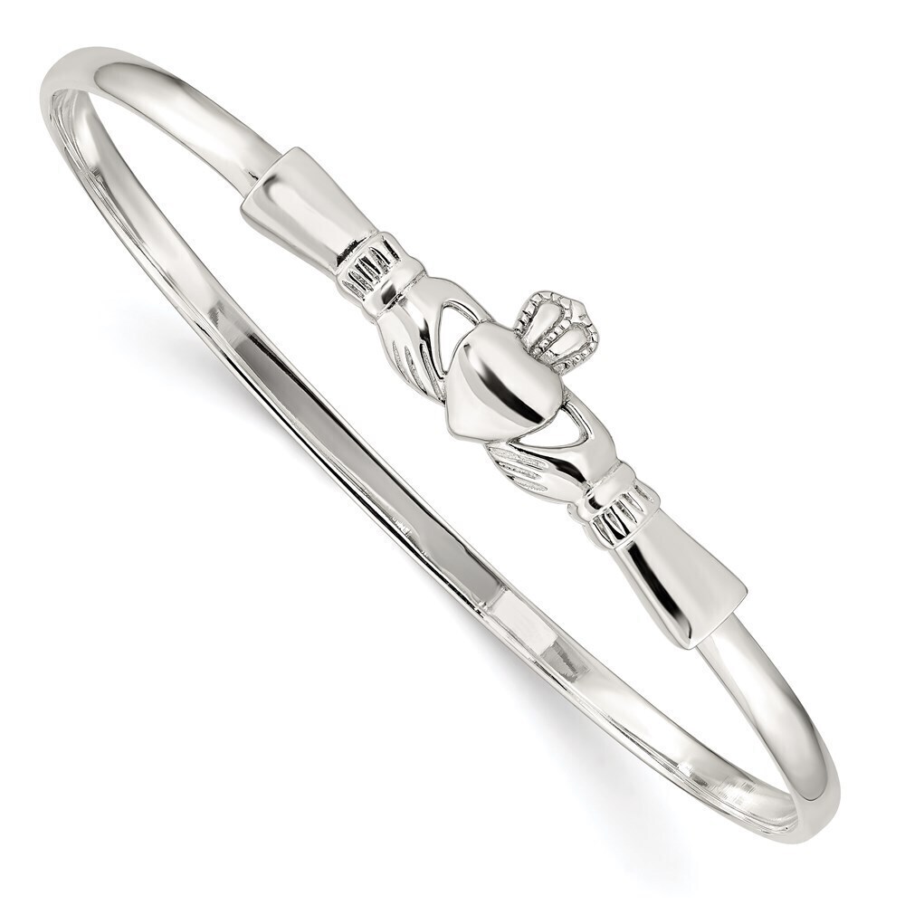 Kazi Luxury Sterling Silver Claddagh Bangle Bracelet